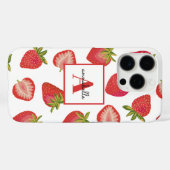 Coques Case-Mate iPhone Monogramme de fraise initial (Verso (horizontal))
