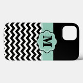 Coques Case-Mate iPhone Monogramme de fromage blanc noir (Verso (horizontal))