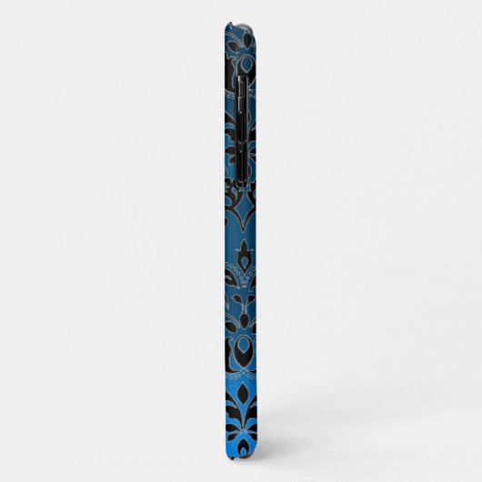 COQUES Case-Mate iPhone MONOGRAMME DE GEM BLUE BLACK DAMASK (Dos/Gauche)