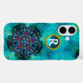COQUES Case-Mate iPhone MONOGRAMME DE GÉM TURQUOISE MOSAÏQUE ÉTOILE ROSE A (Verso (horizontal))