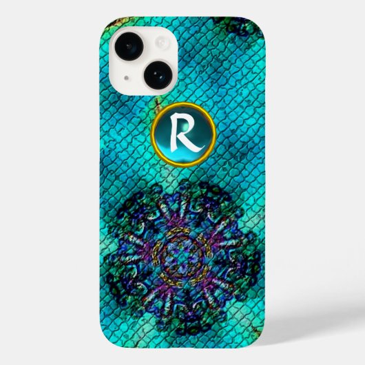 COQUES Case-Mate iPhone MONOGRAMME DE GÉM TURQUOISE MOSAÏQUE ÉTOILE ROSE A (Verso)