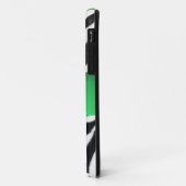 COQUES Case-Mate iPhone MONOGRAMME DE GEM VERT EN ZÉBRE BLANC NOIR, (Dos/Gauche)