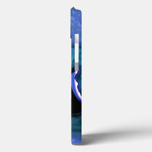 Coques Case-Mate iPhone Monogramme de géode Turquoise foncé (Verso / Gauche)