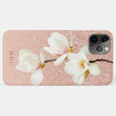 Coques Case-Mate iPhone Monogramme de girly rose moderne personnalisé magn (Dos (Horizontal))