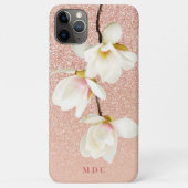 Coques Case-Mate iPhone Monogramme de girly rose moderne personnalisé magn (Dos)