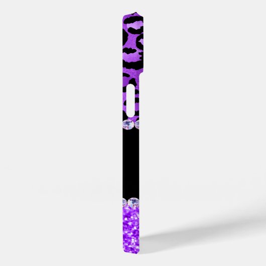 Coques Case-Mate iPhone Monogramme de glam noir et violet (Verso / Droite)