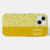 COQUES Case-Mate iPhone MONOGRAMME DE GRAND-MILLIER B JAUNE PETITES FLEURS (Verso (horizontal))