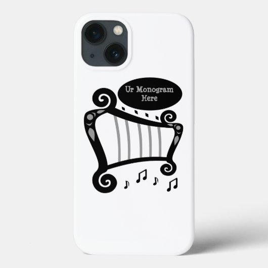 Coques Case-Mate iPhone Monogramme de harpe noire et blanche (Verso)