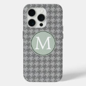 Coques Case-Mate iPhone Monogramme de Houndstooth gris (Verso)