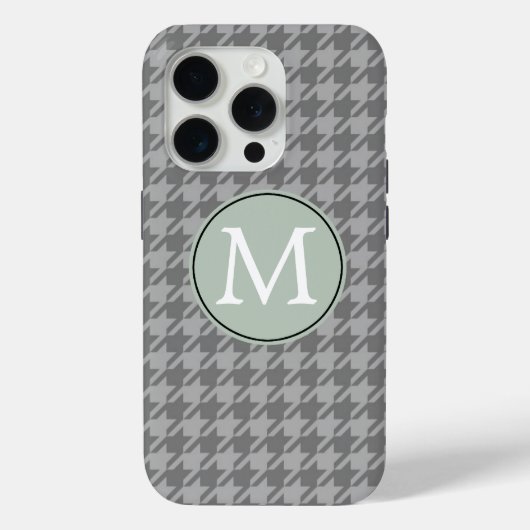 Coques Case-Mate iPhone Monogramme de Houndstooth gris (Verso)