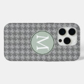 Coques Case-Mate iPhone Monogramme de Houndstooth gris (Verso (horizontal))