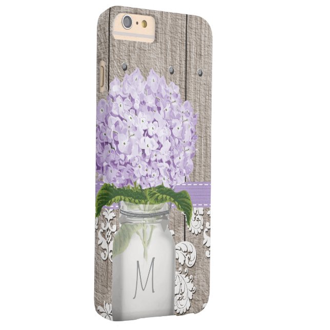 Coques Case-Mate iPhone Monogramme de Hydrangea mason Jar (Dos/Droite)