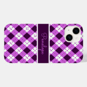 Coques Case-Mate iPhone Monogramme de Jacquard pourpre (Verso (horizontal))