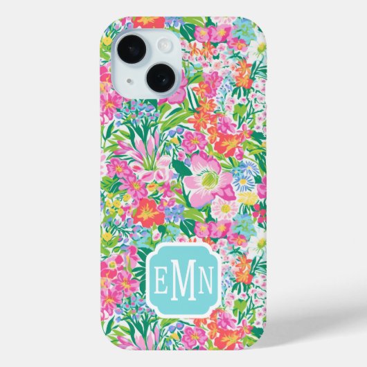 Coques Case-Mate iPhone Monogramme de jardin floral rose (Verso)