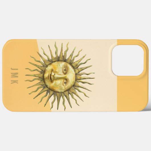 Coques Case-Mate iPhone Monogramme de la face solaire céleste (Verso (horizontal))