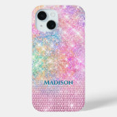Coques Case-Mate iPhone monogramme de la fausse parties scintillant rose u (Verso)