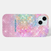 Coques Case-Mate iPhone monogramme de la fausse parties scintillant rose u (Verso (horizontal))