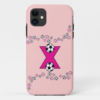 Case-Mate iPhone Case Monogramme de la lettre X dans le rose du football