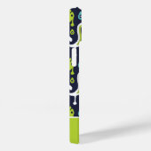 Coques Case-Mate iPhone Monogramme de la marine et de l'île verte Ikat Pai (Verso / Droite)