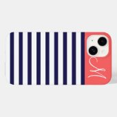 Coques Case-Mate iPhone Monogramme de la marine et des bandes de rapaces d (Verso (horizontal))