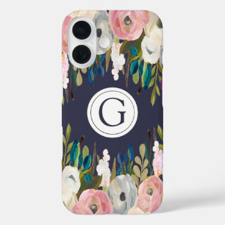 Coques iPhone 16 Monogramme de la marine florale peint Iphone 6 Coq