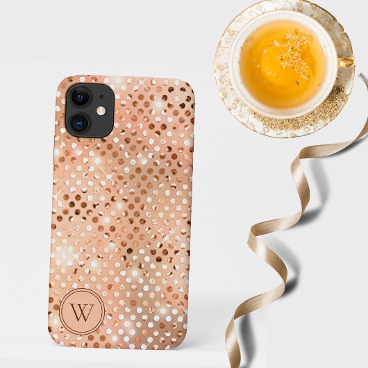 Coques Case-Mate iPhone Monogramme de la pêche et de l'or Shimmer