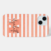 Coques Case-Mate iPhone Monogramme de la plage et de la bande blanche (Verso (horizontal))