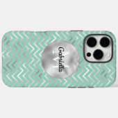 Coques Case-Mate iPhone Monogramme de la pointe Silver Zigzag (Verso (horizontal))