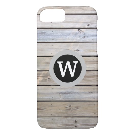 Coques Case-Mate iPhone Monogramme de lattes de bois de plage (Dos)