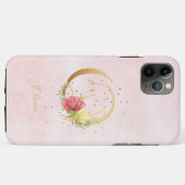 Coques Case-Mate iPhone Monogramme de lettre initiale O florale à l'aquare (Dos (Horizontal))