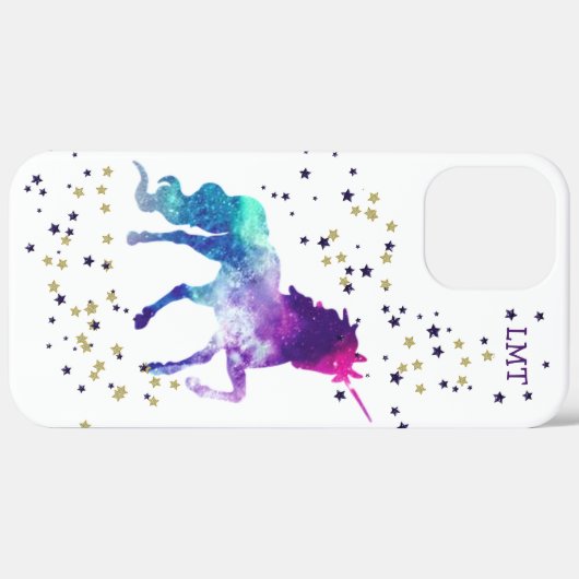 Coques Case-Mate iPhone Monogramme de licorne violette (Verso / Droite)