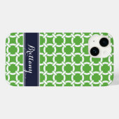Coques Case-Mate iPhone Monogramme de liens de Preppy Green et Navy (Verso (horizontal))