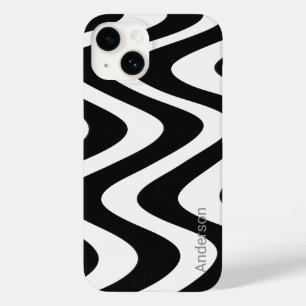 Coque Pour iPhone 14 Monogramme de ligne rétro élégant moderne