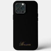 Coques Case-Mate iPhone Monogramme de luxe Black & Gold Chic Script (Verso)