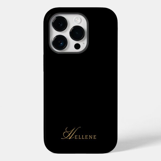 Coques Case-Mate iPhone Monogramme de luxe noir & or élégant Script (Verso)