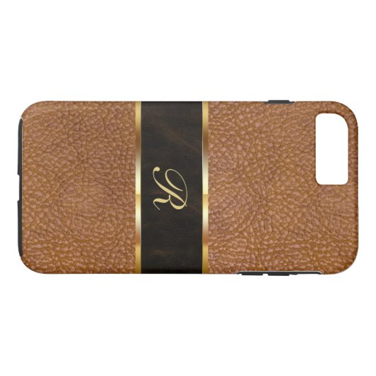 Coques Case-Mate iPhone Monogramme de luxe simili cuir (Dos (Horizontal))
