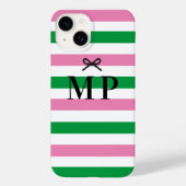 Coques Case-Mate iPhone Monogramme de mâchoire rose et vert foncé (Verso)
