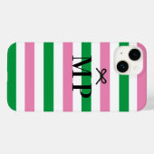 Coques Case-Mate iPhone Monogramme de mâchoire rose et vert foncé (Verso (horizontal))