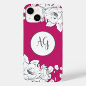 Coques Case-Mate iPhone Monogramme de magenta à la floraison blanche (Verso)