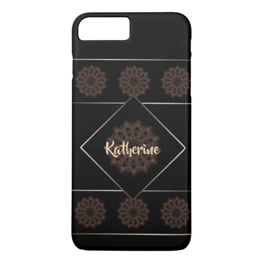 Coques Case-Mate iPhone Monogramme de mandala rustique Brown Terre (Dos)