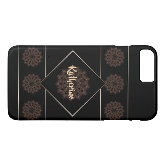 Coques Case-Mate iPhone Monogramme de mandala rustique Brown Terre (Dos (Horizontal))
