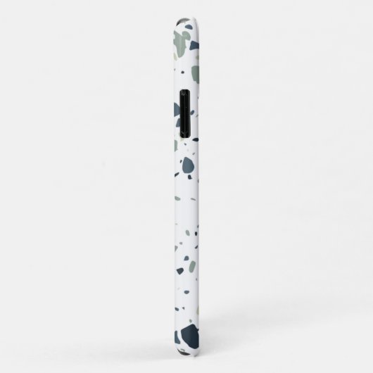 Coques Case-Mate iPhone Monogramme de marbre bleu moderne Terrazzo (Dos/Droite)