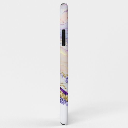 Coques Case-Mate iPhone Monogramme De Marbre Violet Et Or (Dos/Droite)