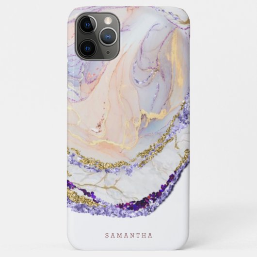 Coques Case-Mate iPhone Monogramme De Marbre Violet Et Or (Dos)