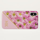 Coques Case-Mate iPhone Monogramme de marguerite rose (Dos (Horizontal))