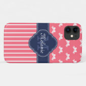 Coques Case-Mate iPhone Monogramme de marine Motif rose vif (Dos (Horizontal))