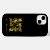 Coques Case-Mate iPhone Monogramme de méandre grec antique noir or (Verso (horizontal))