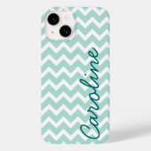 Coques Case-Mate iPhone Monogramme de menthe Chevron (Verso)