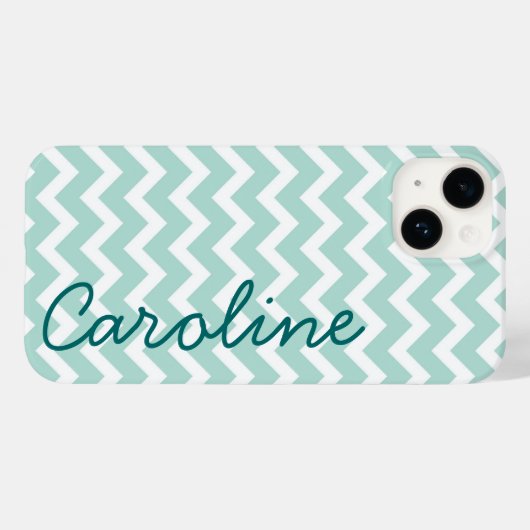 Coques Case-Mate iPhone Monogramme de menthe Chevron (Verso (horizontal))