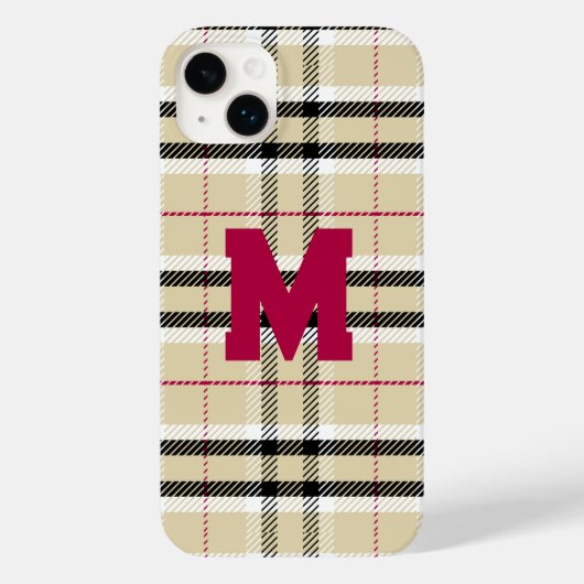 Coques Case-Mate iPhone Monogramme de mode préppie beige personnalisé (Verso)